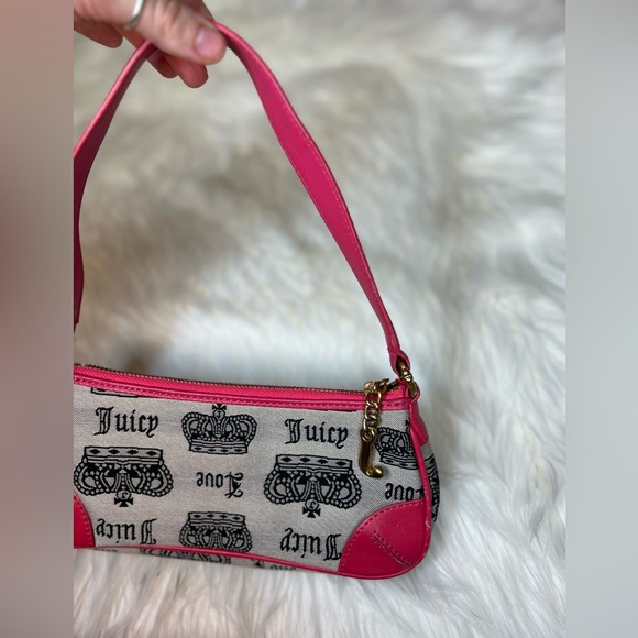 Vintage Juicy Couture Shoulder Bag Pink Leather and Canvas 2004-2006 P&G - Picture 15 of 15
